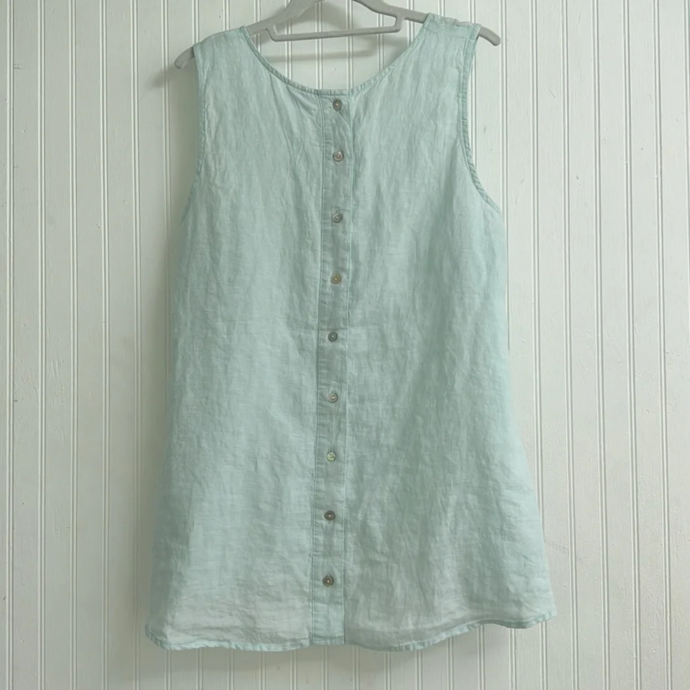 SIGRID OLSEN 100% LINEN SLEEVELESS TOP - Picture 2 of 5